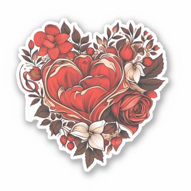 Floral Valentine Sticker (Front)