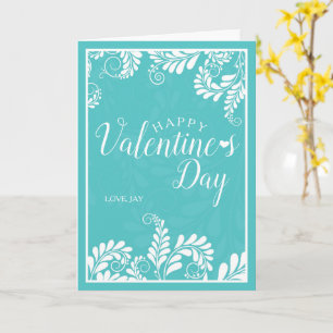 Floral Valentine's Card (Turquoise)