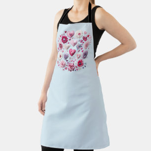 Floral Valentine's Day heart Apron