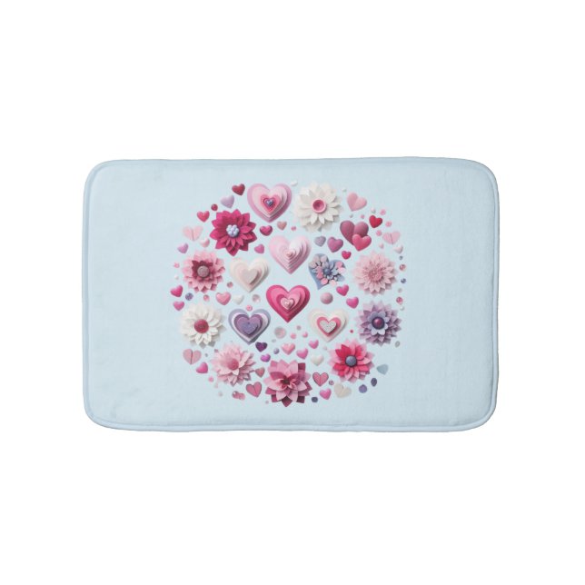 Floral Valentine's Day Heart Bath Mat (Front)