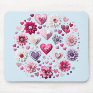 Floral Valentine's Day heart Mouse Pad