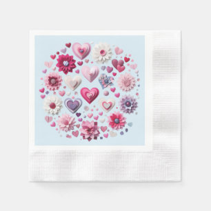 Floral Valentine's Day Heart Napkin
