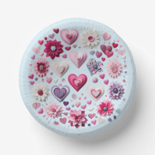 Floral Valentine's Day heart Paper Plate