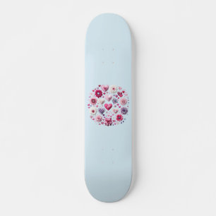 Floral Valentine's Day Heart Skateboard