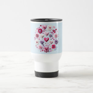 Floral Valentine's Day heart Travel Mug