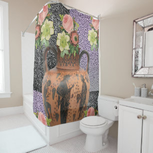 Floral vase pink shower curtain