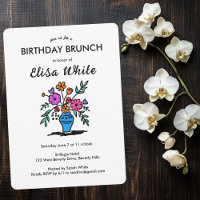 Floral Vase Rustic Whimsical BIRTHDAY PARTY Custom