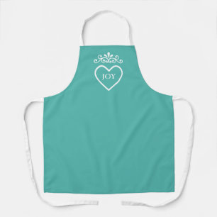 Floral vector and heart on teal apron