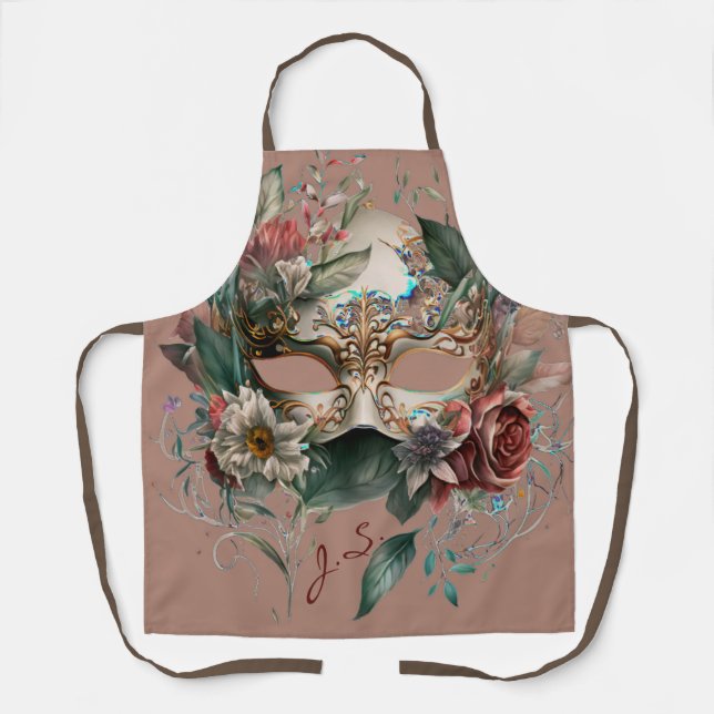 Floral Venetian Carnival Mask Apron (Front)