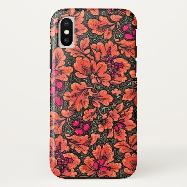 FLORAL/ VERMILLION, PINK, GREEN & BROWN Case-Mate iPhone CASE (Back)