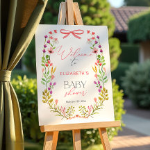 Floral Vert Bow rose Baby shower rustique