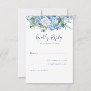 Floral Vert Dusty Blue Wedding RSVP