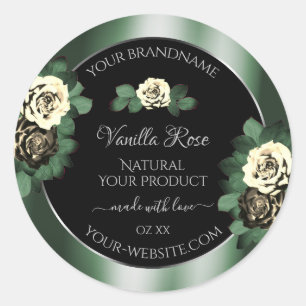 Floral Vert foncé Noir produit Étiquettes Roses fe