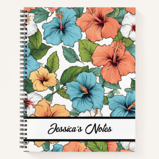Floral Vibrant Hibiscus Pattern Personalized  Notebook