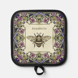 Floral Victorian Bee Personalize Pot Holder