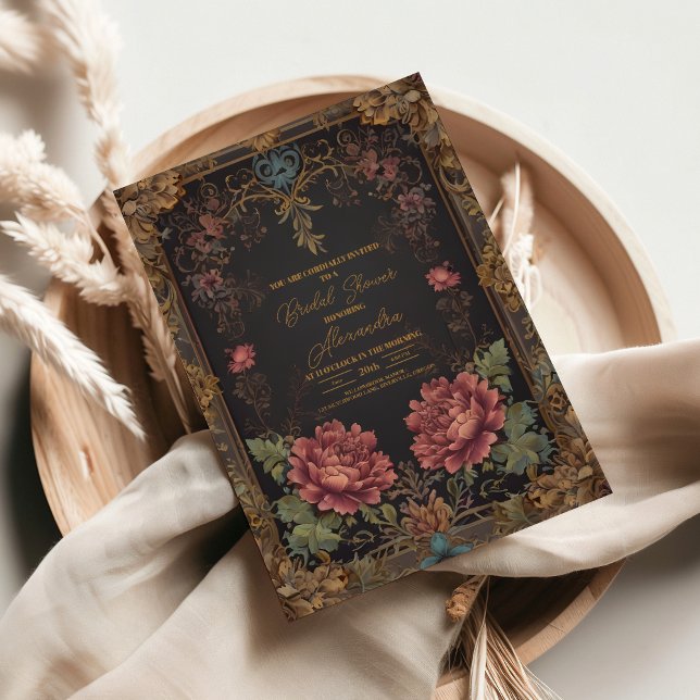 Floral Victorian Gothic Bridal Shower Invitation (Creator Uploaded)