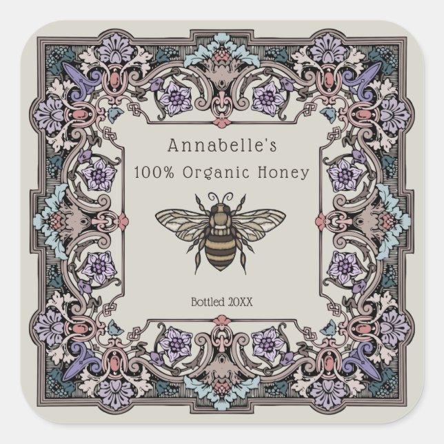 Floral Victorian Two Honey Label Personalize (Front)