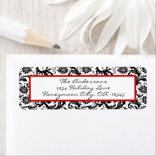 Floral victorien Damask Swirl rouge et noir