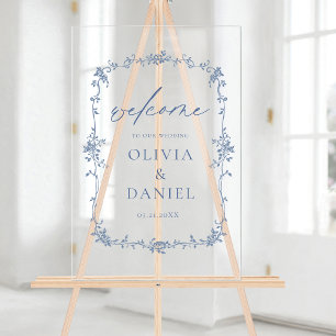 Floral victorien Dusty Bleu Mariage français Bienv