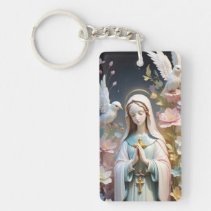 Floral Vierge Marie Porte - clé