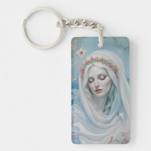 Floral Vierge Marie Porte - clé