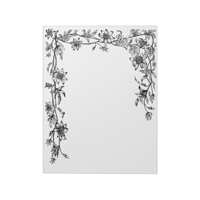 Floral Vine Border Notepad Template (Rotated)