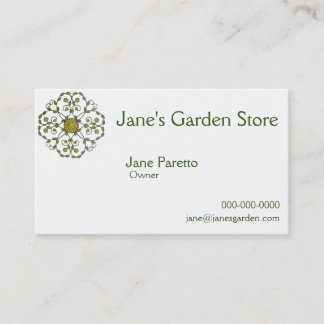 floral vine flower design pattern - green yellow business card