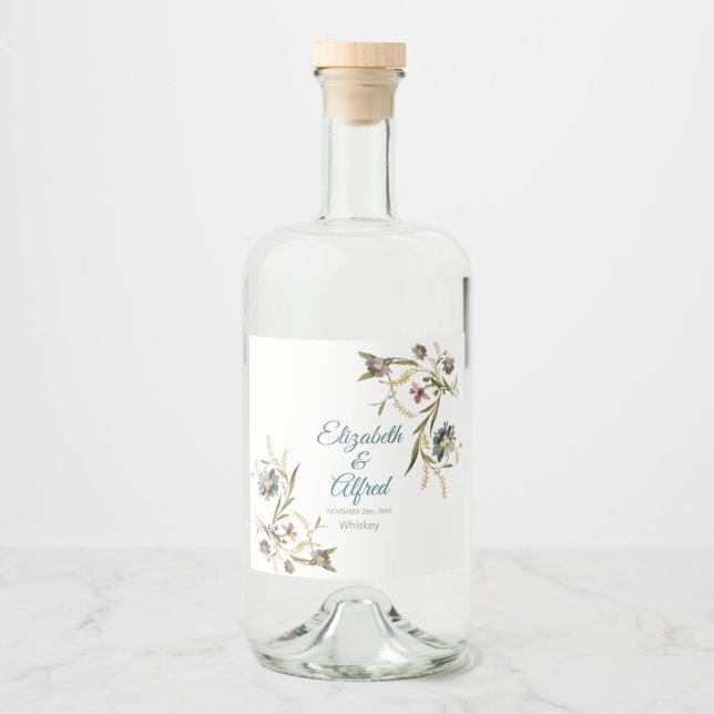 Floral Vine Liquor Bottle Label (Front)