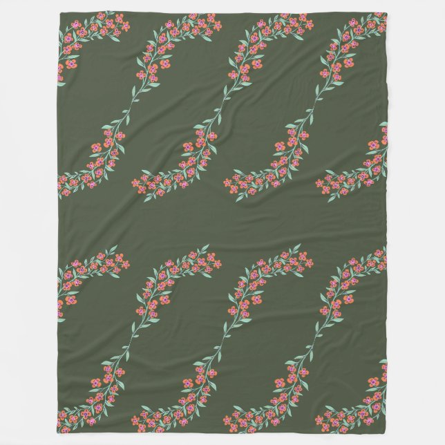 Floral vine pattern fleece blanket (Front)