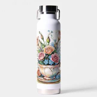  Floral Vine Pattern – Soft Watercolor Boho art Water Bottle