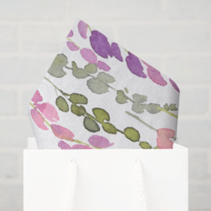 Floral Vine Watercolor Art Beautiful Pink Green Tissue Paper