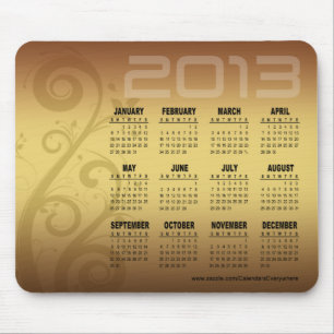 Floral Vines 2013 Calendar Mousepad gold
