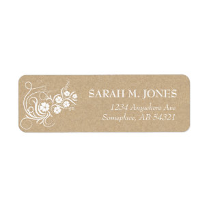 Floral Vines Kraft Paper Address Label