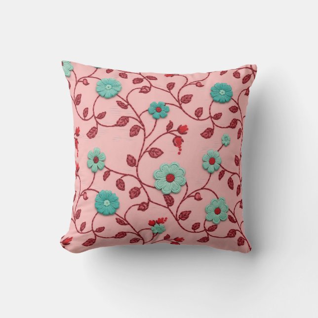 Floral Vines Pattern Throw Pillow (Front)