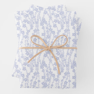 Floral Vines (White - Periwinkle) Wrapping Paper Sheet