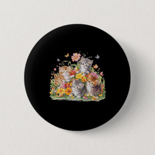 Floral Vintage Aesthetic Painted Kittens And Press 2 Inch Round Button