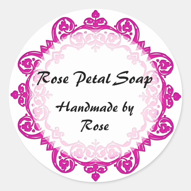 Floral Vintage Art Handmade Soap Labels Pink (Front)