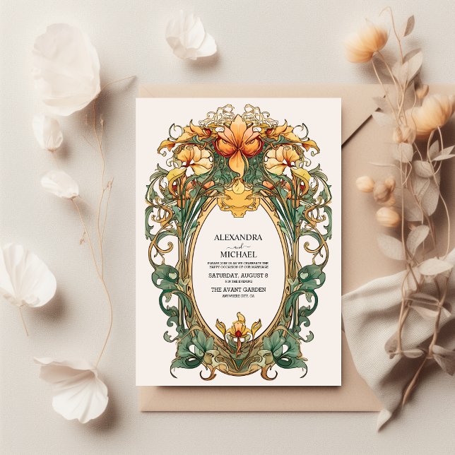 Floral Vintage Art Nouveau Wedding  Invitation (Creator Uploaded)