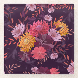Floral Vintage: Autumn Garden Splendour Glass Coaster