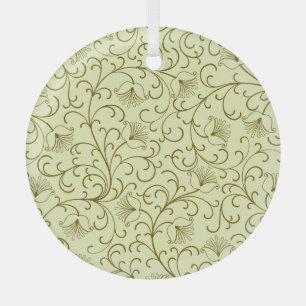 Floral Vintage: Beautiful Backdrop Illustration Glass Ornament