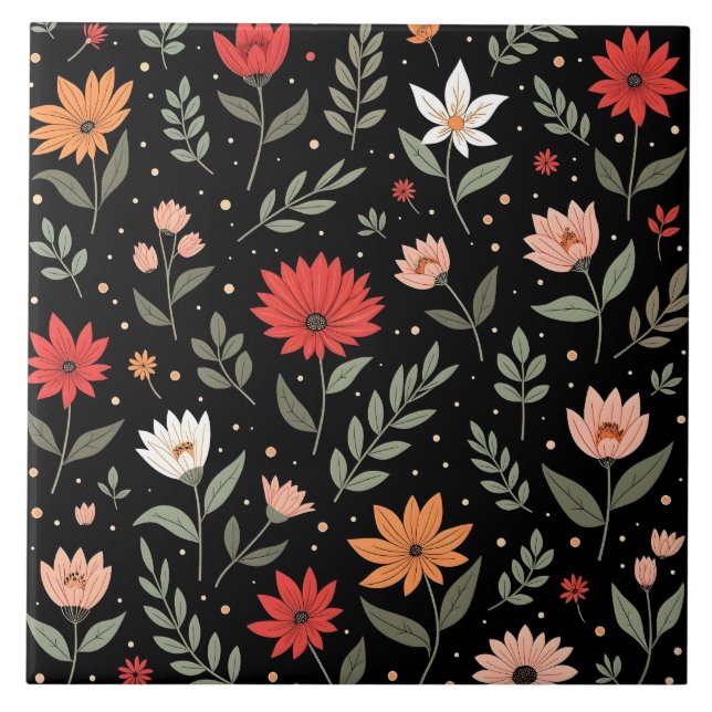 Floral Vintage Beautiful Modern Collection Tile (Front)