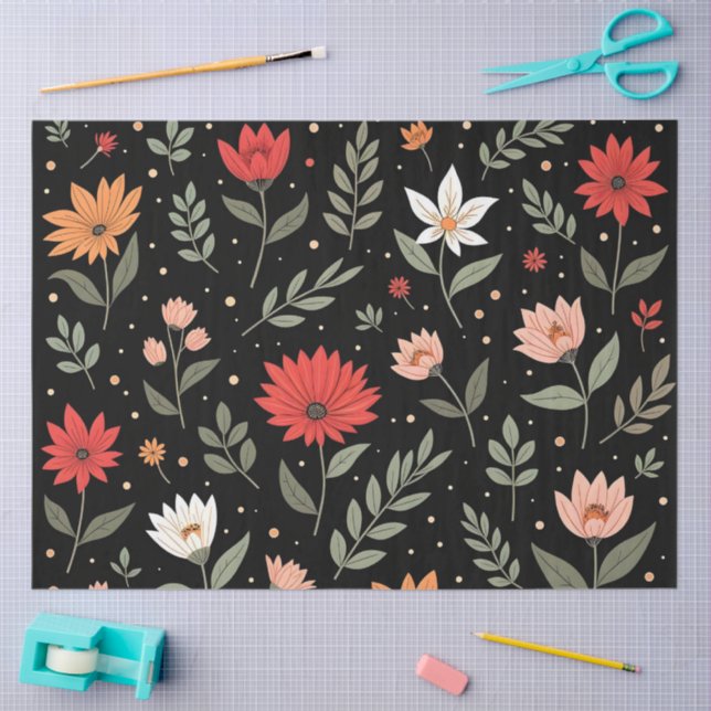 Floral Vintage Beautiful Modern Collection Tissue Paper (Craft)