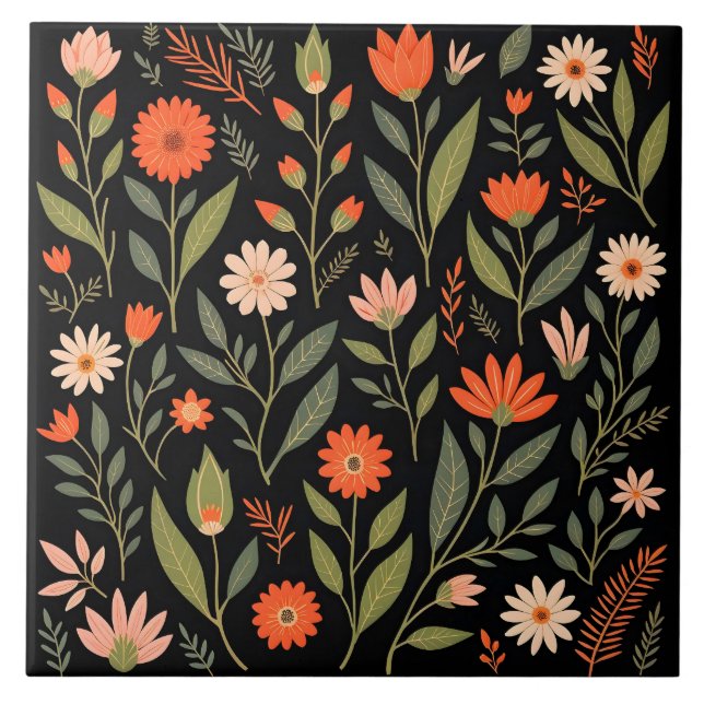 Floral Vintage Beautiful Trendy Collection Tile (Front)