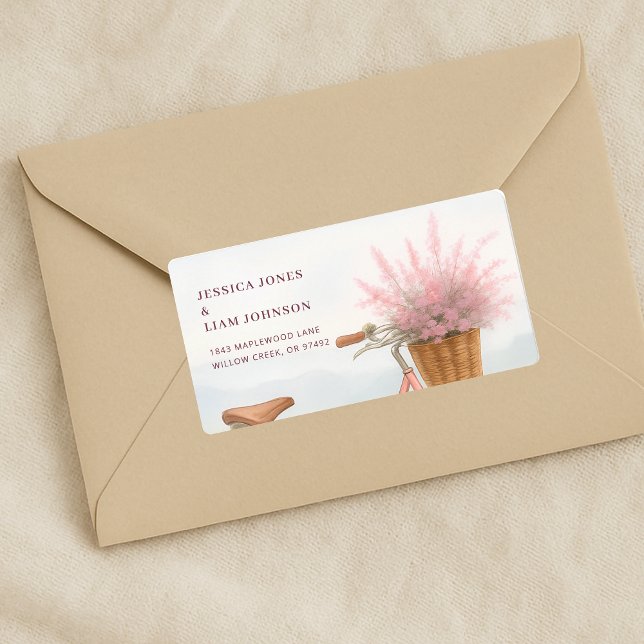 Floral Vintage Bicycle Engagement Party Address Label (Floral Vintage Bicycle Engagement Party Address Label)