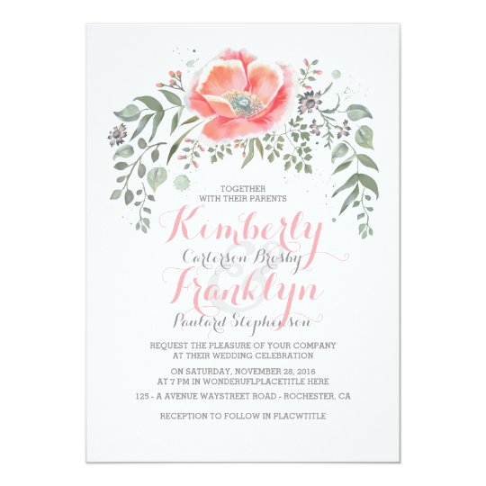 Floral Vintage Boho Pink Wedding Card