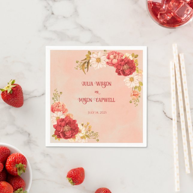  Floral Vintage Boho Wedding Napkin (Insitu)