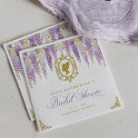 Floral Vintage Bridal Shower Napkin<br><div class="desc">Enhance your bridal shower with our Floral Vintage Bridal Shower Napkins. Inspired by the elegance and charm of the Regency era, these napkins feature delicate floral motifs in shades of lavender, purple, and gold, set against a classic white background. Perfect for brides who cherish romantic details and sophisticated decor, these...</div>