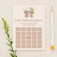 Floral Vintage Carriage Bingo Baby Shower Game