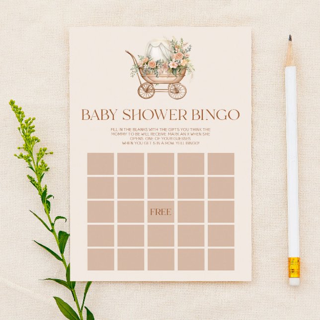Floral Vintage Carriage Bingo Baby Shower Game (Creator Uploaded)