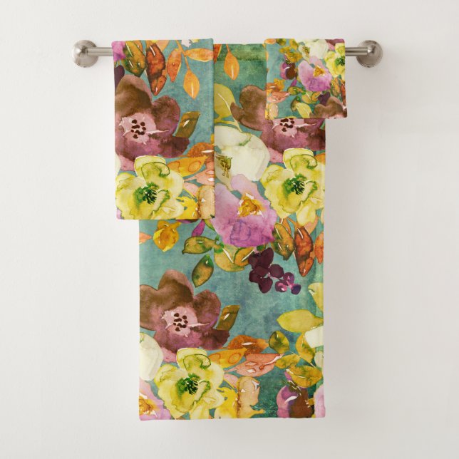 Floral Vintage Colours  Bath Towel Set (Insitu)